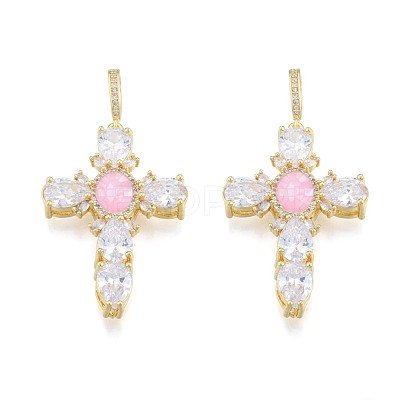 Brass Micro Pave Clear Cubic Zirconia Pendants KK-N227-108A-1