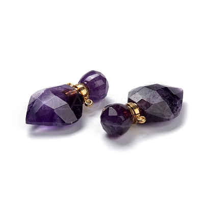 Natural Amethyst Perfume Bottle Pendants G-D058-11G-07-1