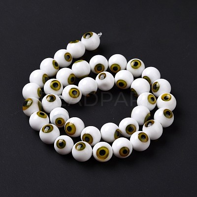 Handmade Evil Eye Lampwork Round Bead Strands LAMP-L055-10mm-32-1