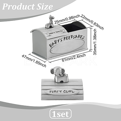 Tibetan Style Alloy My First Curl and My First Tooth Book Keepsake Box ODIS-WH0043-74B-1