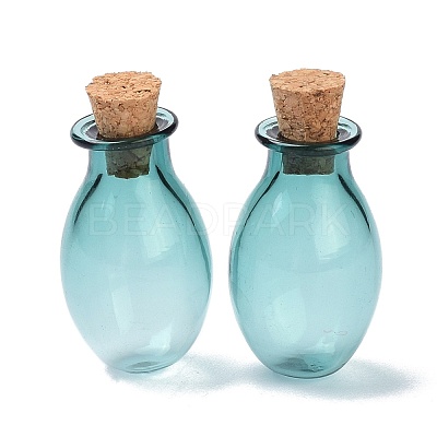 Oval Glass Cork Bottles Ornament AJEW-O032-03G-1