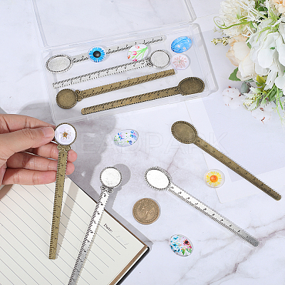DIY Oval & Flat Round with Flower Bookmark Making Kits DIY-SC0032-08-1