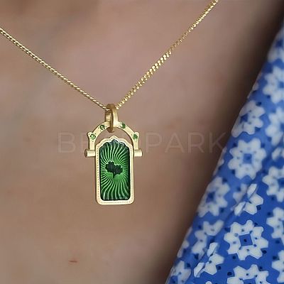 Rotating 304 Stainless Steel Enamel Tarot Card Pendant Necklaces with Rhinestone FS-WG0CC16-04-1