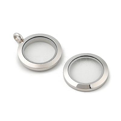 304 Stainless Steel Floating Locket Pendants X-STAS-E443-41P-03-1