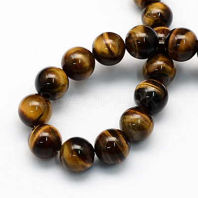 Natural Tiger Eye Round Beads Strands G-S177-12mm-1