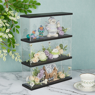 3-Tier Rectangle Transparent Acrylic Minifigures Display Case ODIS-WH0099-08A-1