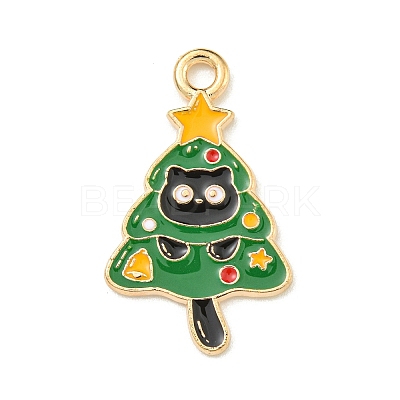 Christmas Kitten Alloy Enamel Pendants ENAM-I060-02B-1