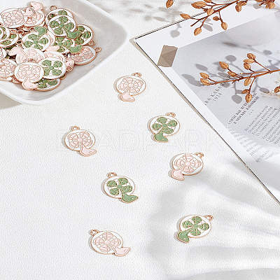 40Pcs 2 Colors Alloy Enamel Pendants ENAM-LP0001-83-1