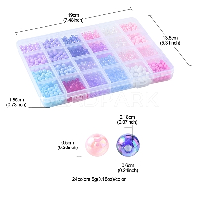 120G 24 Style Transparent & Opaque Acrylic Beads OACR-FS0001-21-1