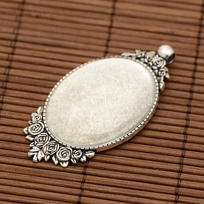 Tibetan Style Alloy Pendant Cabochon Settings DIY-X0228-AS-1