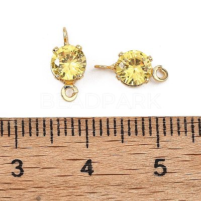 SHEGRACE Brass Pave Cubic Zirconia Flat Round Connector Charms XGRQ2O275-435C-G-1