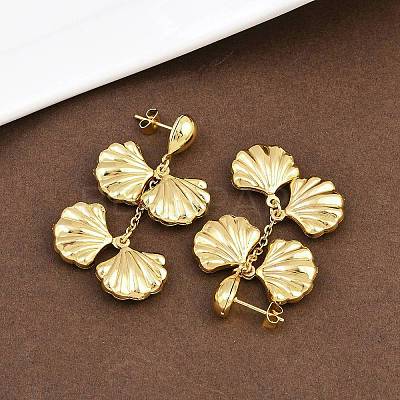 304 Stainless Steel Dangle Stud Earrings EJEW-P325-05C-G-1