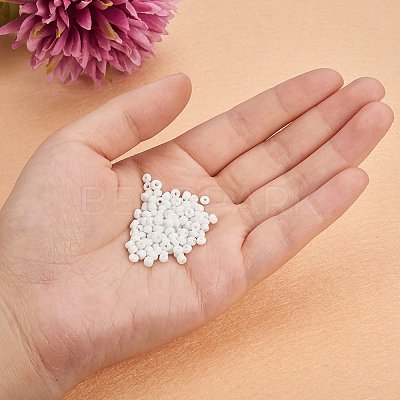 White 8/0 Diameter 3mm Glass Seed Beads Round Pony Loose Bead for Jewelry Making 2.8~3.2mm SEED-PH0005-06-1