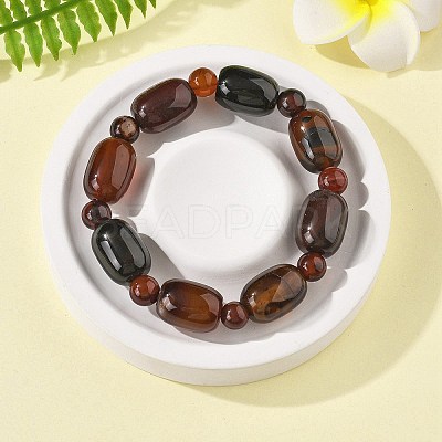 Natural Agate BeadStretch Bracelets G-P570-01L-1