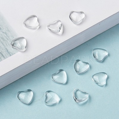 Transparent Glass Heart Cabochons GGLA-R021-8mm-1