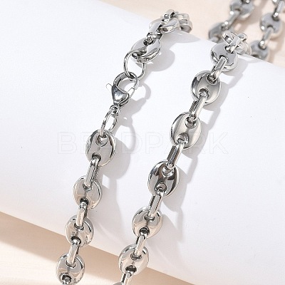 304 Stainless Steel Coffee Bean Chain Necklaces & Bracelets Sets SJEW-D091-09P-1