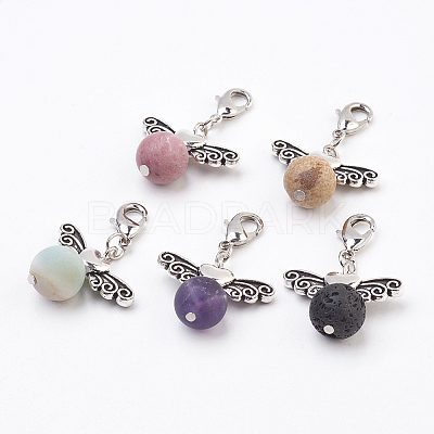 50Pcs Natural Mixed Gemstone Angel Pendant Decorations HJEW-TA0001-09-1