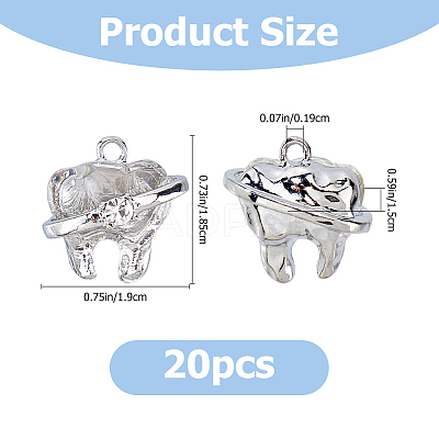 20Pcs Zinc Alloy Rhinestone Pendants ALRI-FH0001-26A-1