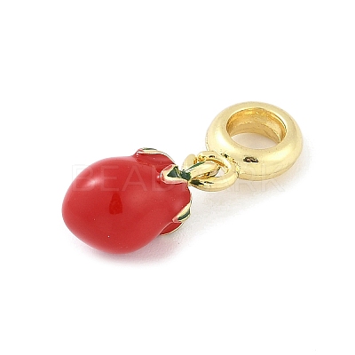 Brass Enamel Fruit European Dangle Charms KK-Z090-08G-05-1
