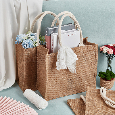 8Pcs Rectangle Burlap Tote Bags ABAG-NB0002-04A-1