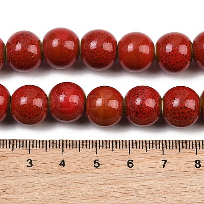 Handmade Fancy Antique Glazed Porcelain Ceramic Round Beads Strands PORC-L019-13mm-08-1