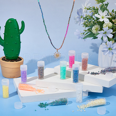 120G 12 Colors Glass Seed Beads SEED-DC0001-24-1
