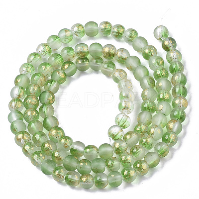 Frosted Spray Painted Glass Beads Strands GLAA-N035-03A-C02-1