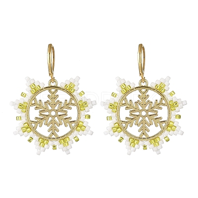 Snowflake 304 Stainless Steel Leverback Earrings EJEW-MZ00496-01-1