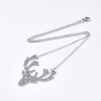 Non-Tarnish 201 Stainless Steel Pendant Necklaces NJEW-T009-JN093-1-40-1