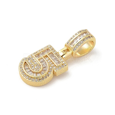 Brass Clear Cubic Zirconia European Dangle Charms KK-R003-01G-05-1