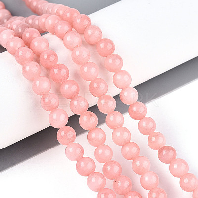 Dyed Natural Mashan Jade Round Beads Strands G-T139-6mm-67B-1