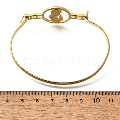 201 Stainless Steel Flat Round Link Bangles for Women LS-BJEW-R014-01G-05-1