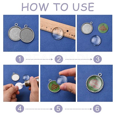 Tibetan Style Antique Silver Alloy Flat Round Pendant Cabochon Settings X-TIBEP-M022-38AS-1