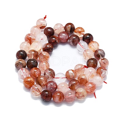 Natural Red Hematoid Quartz/Ferruginous Quartz Beads Strands G-K245-A02-04-1