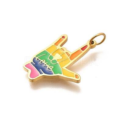 Pride 304 Stainless Steel Enamel Pendants STAS-B079-01G-15-1
