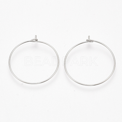 304 Stainless Steel Hoop Earring Findings STAS-T047-17-1
