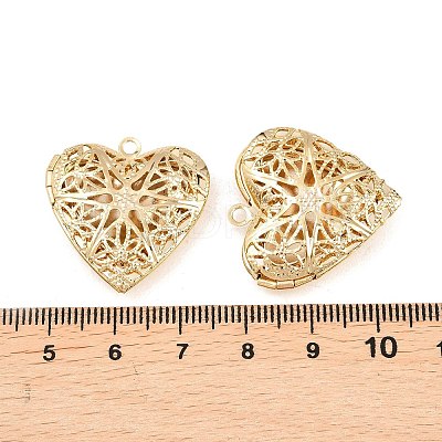 Hollow Heart Brass Locket Pendants KK-K414-12C-G-1