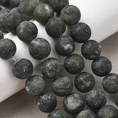 Round Frosted Natural TaiWan Jade Bead Strands G-M248-12mm-02-1