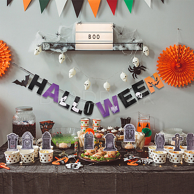 Halloween Decoration Paper Flag Banners DIY-WH0453-12A-1