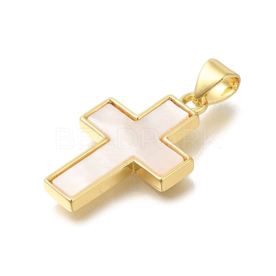 Brass Shell Pendants KK-R002-01G-1