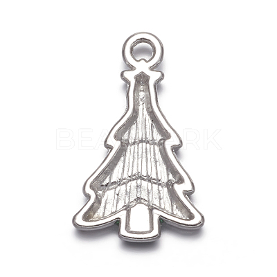 Medium Sea Green Christmas Tree Enamel Alloy Pendants X-EAP0307Y-1
