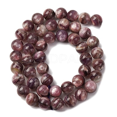 Natural Lepidolite/Purple Mica Stone Beads Strands G-G925-02B-1