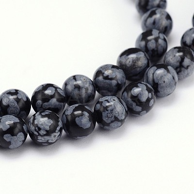 Natural Snowflake Obsidian Round Bead Strands X-G-J303-09-4mm-1