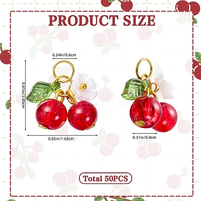 50Pcs Glass Pendants PALLOY-SZ00001-1