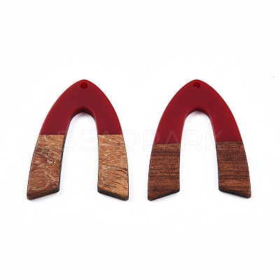 Opaque Resin & Walnut Wood Pendants RESI-N025-029-B04-1