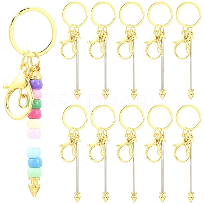 10Pcs Alloy Bar Beadable Keychain for Jewelry Making DIY Crafts KEYC-YW0001-29G-1