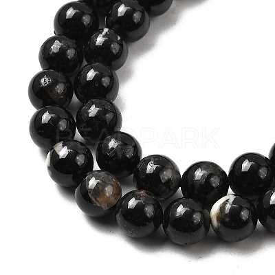 Natural Black Tourmaline Beads Strands G-F666-05-6mm-1