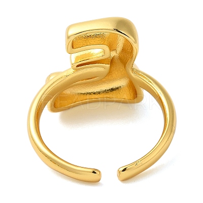 Initials Brass Open Cuff Ring for Women RJEW-N046-02E-G-1