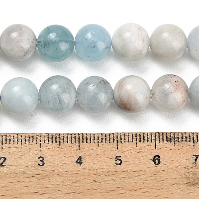 Natural Aquamarine Beads Strands G-F591-29A-10mm-03-1