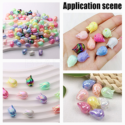 100Pcs 10 Colors UV Plated Acrylic Beads SACR-AR0001-16-1